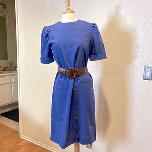 Vintage Leslie Fay Blue Dress 1940s Style 💙